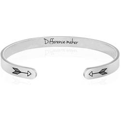 Mantra Cuff for Women, Inspirational Gift Jewelry for her, Motivational Silver Friendship Bracelets, Engraved Bracelets for Women, Encouragement Jewelry