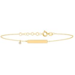 GELIN 14K Solid Yellow Gold with Diamond Adjustable Chain Bracelet | Gold Bracelets for Women | Charms Jewelry