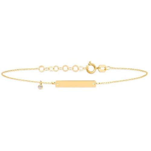 GELIN 14K Solid Yellow Gold with Diamond Adjustable Chain Bracelet | Gold Bracelets for Women | Charms Jewelry