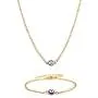 Meeran Evil Eye Necklace Bracelet Set,18K Gold Plated Stainless Steel Dainty Necklace for Women Girls