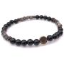 Mens Recycled Glass & Lava Stretch Bead Bracelet Handcrafted in USA - Black