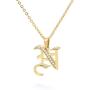 Elefezar Old English Initial Necklace with Cubic Zirconia Inlaid 18K Gold Plated 26 Letters Pendant Chain Jewelry