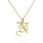 Elefezar Old English Initial Necklace with Cubic Zirconia Inlaid 18K Gold Plated 26 Letters Pendant Chain Jewelry