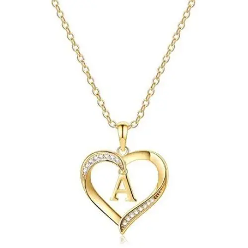 Heart Initial Necklace for Women, 14K Gold Plated Cubic Zirconia Heart Pendant Necklace, Dainty Initial Charm Necklace Alphabet Letter A to Z Initial Jewelry for Women Girls Heart Initial Necklace for Women, 14K Gold Plated Cubic Zirconia Heart Pendant Necklace, Dainty Initial Charm Necklace Alphabet Letter A to Z Initial Jewelry for Women Girls