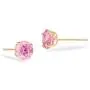 SOLIDGOLD - Real 14K Gold Round Pink CZ Stud Earrings | 0.030-4.00 CTW | Yellow, Rose & White Gold