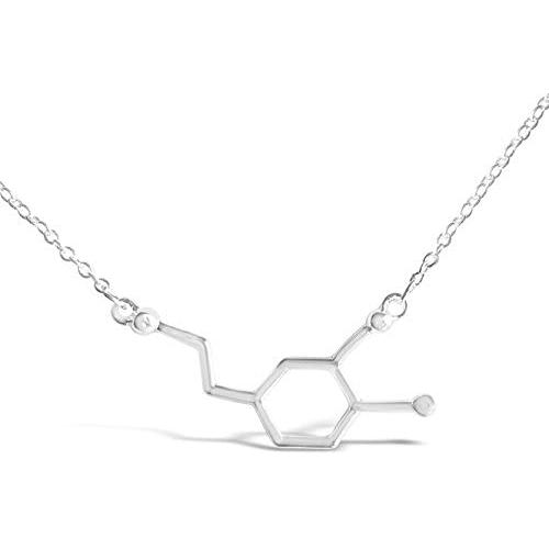 Rosa Vila Dopamine Molecule Necklace For A Good Start Of The New Year, Ideal For Chemistry Gifts, Biology Gifts, Psychology Gifts In Science Jewelry