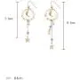 Asymmetrical Star Moon Tassel Drop Dangle Earrings Long Lucky Star Planet Cubic Zirconia Earrings for Women Girls Asymmetrical Star Moon Tassel Drop Dangle Earrings Long Lucky Star Planet Cubic Zirconia Earrings for Women Girls