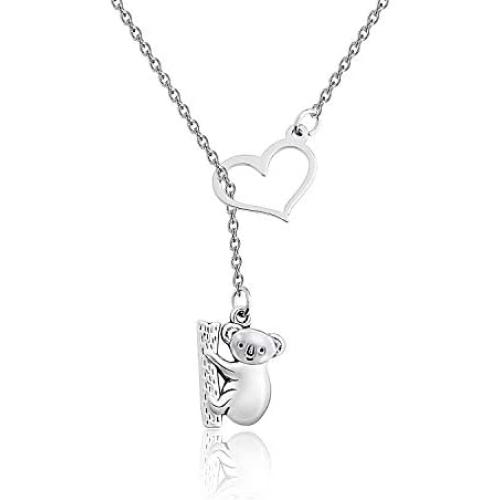 Gzrlyf Koala Bear Necklace Koala Lariat Necklace Koala Bear Gifts for Her