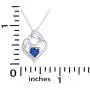 Jewel Zone US Simulated Birthstone & White Natural Diamond Accent Mother & Child Heart Pendant Necklace in 14k White Gold Over Sterling Silver (1 1/10 Cttw)