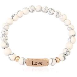 Inspirational Message Stretch Prayer Bead Bracelet - Christian Bible Cuff Blessed, Faith, Love, Hope Natural Stone, Multi Layer Stacking Strand Bangle Set