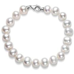 Pearl Bracelets Freshwater Cultured White Pearl Bracelet for Women Sterling Silver Clasp Pearl Jewelry Gift for Girls Daughter Bridesmaid 7.1 Inches 6-7mm/7-8mm/8-9mm/9-10mm/10-11mm