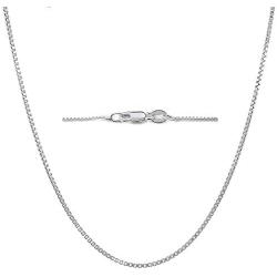 Viosi Sterling Silver 1mm Box Chain Necklace, 14'' - 30'' with Free Magnetic Clasp