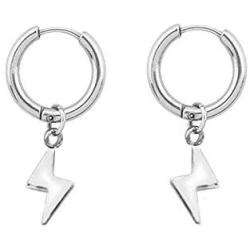 Cute Lightning Bolt Dangle Hoop Earrings for Women Girls 925 Sterling Silver with Charms Small Cartilage Huggie Hoops Drop Cuff Clip Earring Punk Dainty Fashion Jewelry Gifts for Best Friend