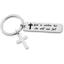 Zuo Bao Christian Necklace Psalm 46:5 God is Within Her She Will Not Fall Necklace Bible Verse Necklace for Strong Woman