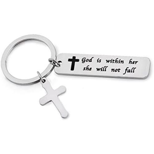 Zuo Bao Christian Necklace Psalm 46:5 God is Within Her She Will Not Fall Necklace Bible Verse Necklace for Strong Woman