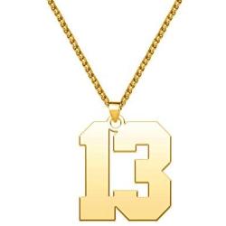 YSAHan Number Necklace Personalized Custom Lucky Number Stainless Steel 18K Gold Plated Jewelry Gift for Men Boys