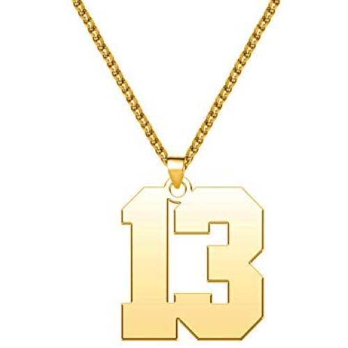 YSAHan Number Necklace Personalized Custom Lucky Number Stainless Steel 18K Gold Plated Jewelry Gift for Men Boys