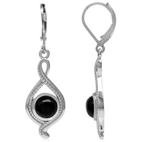 Silvershake 7MM Cabochon Stones 925 Sterling Silver Swirl Style with Rope Textured Drop Dangle Leverback Earrings Jewelry for Women Silvershake 7MM Cabochon Stones 925 Sterling Silver Swirl Style with Rope Textured Drop Dangle Leverback Earrings Jewelry for Women