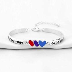 BAUNA Bisexual Pride Bracelet Bisexuality Pride Flag Jewelry for Her It Takes A Lot of Courage to Become Who You Really are Rainbow Gifts