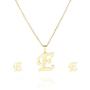 morniface Dainty Initial Necklace Letters A to Z 26 Alphabet Pendant Necklace， Initial Stud Earrings Personalized Necklace for Women Jewelry