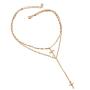 Chargances Women Y Lariat Necklace with Cross Pendant Gold Cross Necklace Bohemia Cross Laying Necklace Multi layer Chain Delicate Women Y Necklaces for Women Long Choker Jewelry for Women and Girls