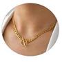 CHESKY 14K Gold Plated Moon Star Toggle Bar Clasp Necklaces for Women Dainty Hammered Coin Pendant Necklace Minimalist Handmade Chunky Link Chain Necklaces