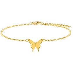 Joycuff Butterfly Anklet Dainty 18K Real Gold Ankle Jewelry Personalized Simple Initial Letter M Alphabet Unique Beach Gifts for Women Her Girls Mom Daughter Sister Wife Girlfriend