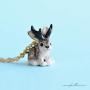 CampHollow Jackalope Rabbit Hand Painted Porcelain Necklace Ceramic Animal Necklace Pendant Bunny With Antlers