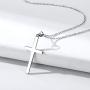 Nofade Silver Simple Cross Necklace 925 Sterling Silver Minimalist Cross Pendant Necklace with Rolo Chain 18 Religious Christian Jewelry Gift