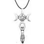 Triple Moon lady Goddess pendant necklace Hecate Wicca jewelry Pentagram Spiral pagan jewelry (Silver) triple moon necklace Triple Moon lady Goddess pendant necklace Hecate Wicca jewelry Pentagram Spiral pagan jewelry (Silver) triple moon necklace