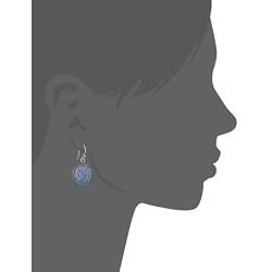 Sterling Silver Pressed Flower Circle Drop Earrings