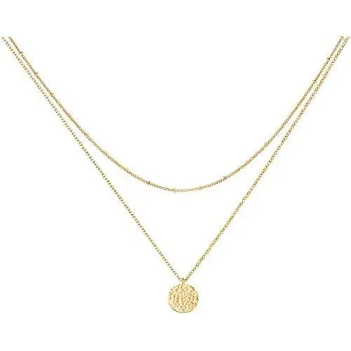 Bohemia Layered Necklace, Bar Coin Charm Pendant Neckalce Delicate Station Chain Multilayer Dics Bar Choker Necklaces for Women