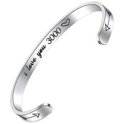SUNSH I Love You 3000 Cuff Bracelet for Women Teen Girls Boy Valentine Friends Iron Man Gift Card Comic Movie Inspired Gift Avengers Endgame Tony Stark Fan Lover Gift