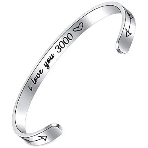 SUNSH I Love You 3000 Cuff Bracelet for Women Teen Girls Boy Valentine Friends Iron Man Gift Card Comic Movie Inspired Gift Avengers Endgame Tony Stark Fan Lover Gift