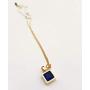 18K Gold Plated 925 Sterling Silver Womens Necklace. Blue Square.