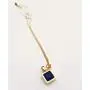 18K Gold Plated 925 Sterling Silver Womens Necklace. Blue Square.