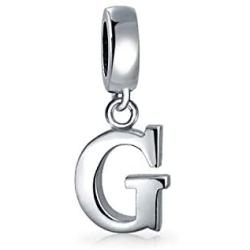 Personalized Gift Dangle Block Letter A-Z Alphabet Initial Charm Bead For Women For Teen Solid .925 Sterling Silver Fits European Bracelet