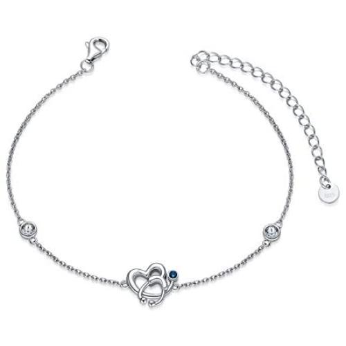 AOBOCO Nurse Bracelet for Women 925 Sterling Silver Stethoscope Charm Bracelet with Birthstone Crystals, Birthday Graduation Jewelry Gifts for Nurse Doctor RN Medical Student