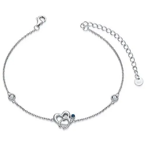 AOBOCO Nurse Bracelet for Women 925 Sterling Silver Stethoscope Charm Bracelet with Birthstone Crystals, Birthday Graduation Jewelry Gifts for Nurse Doctor RN Medical Student