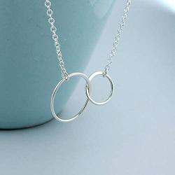 Amelery Mother Son Necklace, Sterling Silver Two Interlocking Infinity Circles,Mothers Day Jewelry Birthday Gifts for Mom