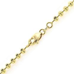 NYC Sterling Diamond Cut Italian 2mm Moon Cut Bead Chain in Solid Sterling Silver