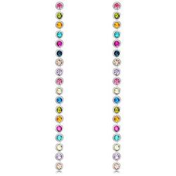 ECBERIE Long Gold Plated Ear Stud Colored Rhinestones Dangle Drop Tessel Earrings Crystal Jewelry Gifts for Women Girls