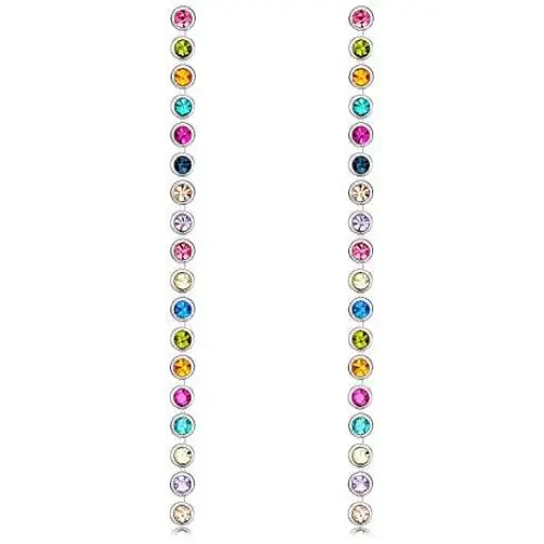 ECBERIE Long Gold Plated Ear Stud Colored Rhinestones Dangle Drop Tessel Earrings Crystal Jewelry Gifts for Women Girls ECBERIE Long Gold Plated Ear Stud Colored Rhinestones Dangle Drop Tessel Earrings Crystal Jewelry Gifts for Women Girls