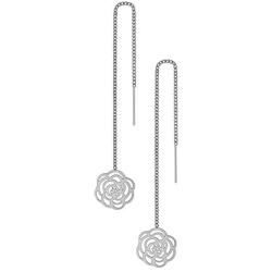 555Jewelry Womens Long Dangle Drop Dainty Flower Threader String Earrings