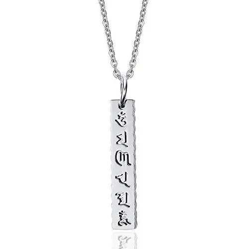 HUANIAN Stainless Steel Om Mani Padme Hum Buddhist six Words Proverbs Pendant Pendant Necklacewith Free Chain HUANIAN Stainless Steel Om Mani Padme Hum Buddhist six Words Proverbs Pendant Pendant Necklacewith Free Chain