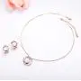 Rose Gold Pearl Jewelry Set Women Two Tone Circle Pearl Enameled Leverback Earrings and Pendant Necklace Bridal Bridesmaids Wedding Jewelry Set