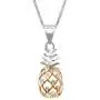 Honolulu Jewelry Company Sterling Silver with 14K Rose Gold Plated Trim Pineapple Necklace Pendant with 18'' Box Chain Honolulu Jewelry Company Sterling Silver with 14K Rose Gold Plated Trim Pineapple Necklace Pendant with 18'' Box Chain
