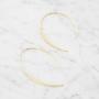 Columbus 14K Gold or Rhodium Plated Upside Down Open Hoop Earrings - Lightweight Hypoallergenic Wire Dangle Drop Threader Earrings