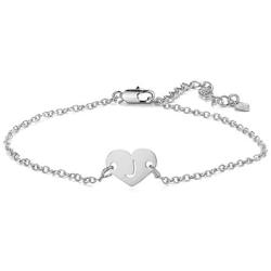 Silver Initial Ankle Bracelets Heart Pendant 26 Letters Alphabet Bracelet for Women