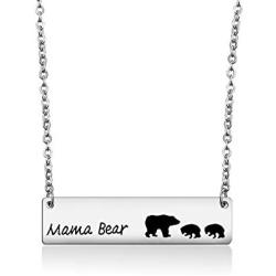 Zuo Bao Sweet Mama Bear Bar Necklace Mother Necklace Mama Bear Jewelry for New Mom